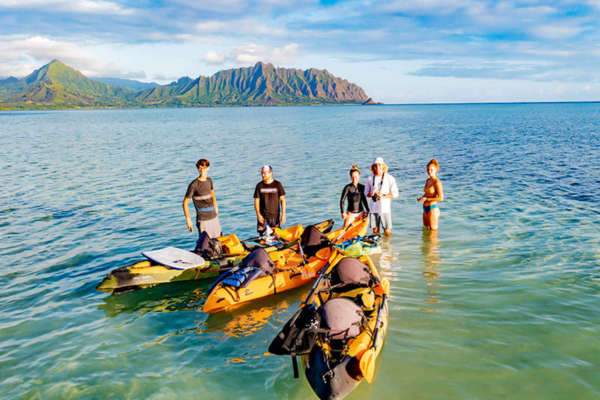 kayaking at Kaneohe Sandbar