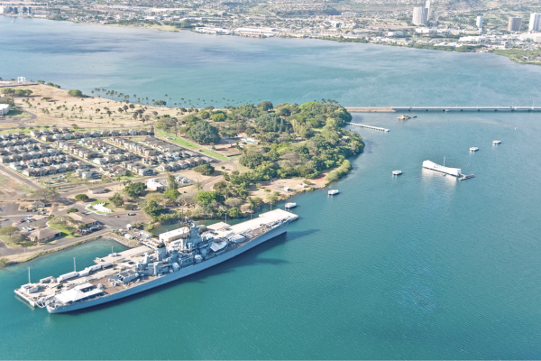 Wide shot view of Pearl Harbor