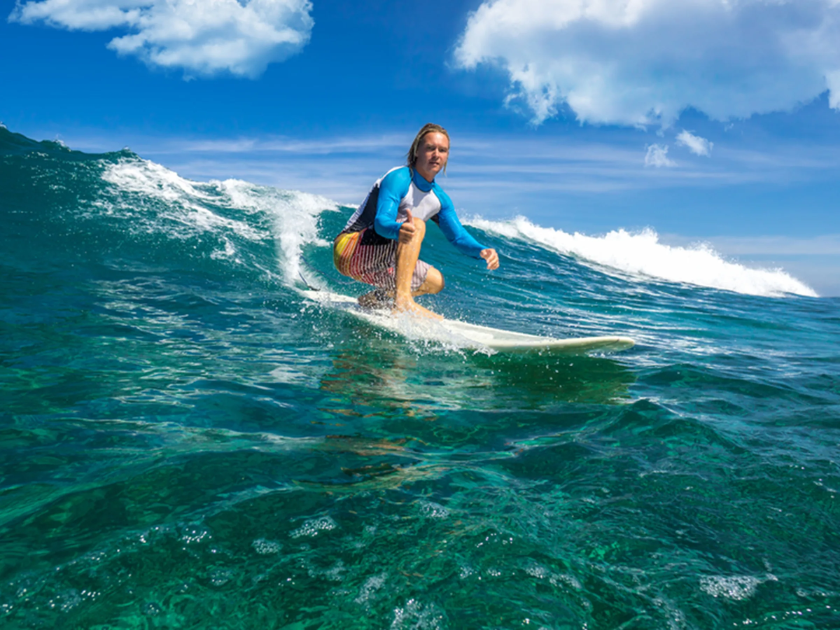 Surfing at waimea bay