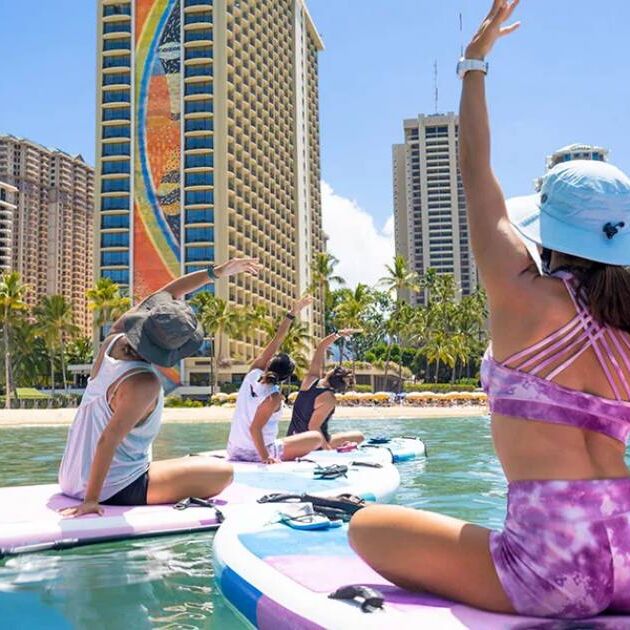 Waikiki Ocean Yoga on Stand Up Paddle Boards - Coral SUP Yoga