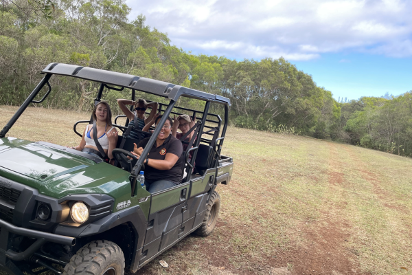 Expert Guide driving the passengers on a ATV Kids Vehicle