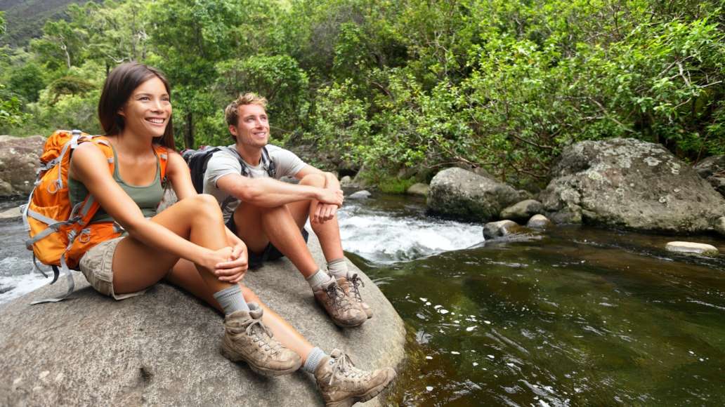Couple hiking in Hawaii