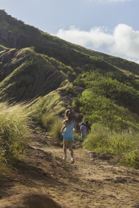 Family hiking in Hawaii