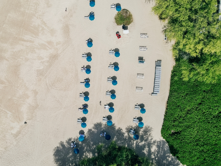 Aerial panorama of the Hapuna Beach State Park. West coast of the Big Island, Hawaii. High quality photo