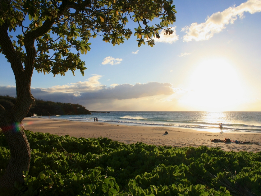 Hapuna Beach on Big Island before sunset