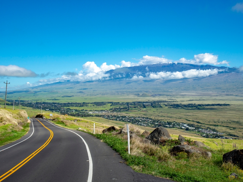 Mauna Kea Mountain seen from Kohala Mountain Road