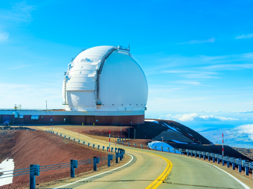 Landscape view of the Mauna Kea Observatory unit from the driveway.