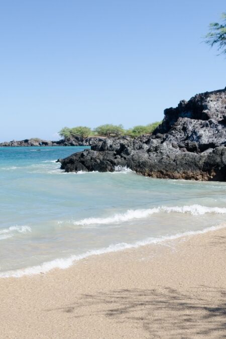 Calm and serenity of Waialea beach during morning hike , Puako Bay, Waimea, Big Island, Hawaii