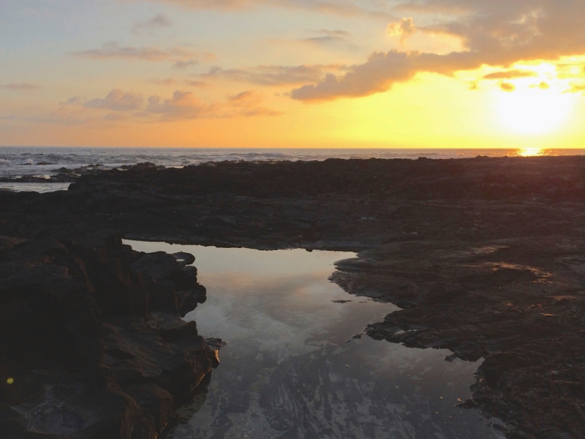 Beautiful view on a billabong during sunset at Ho‘okena Beach Park on the Big Island in Hawaii
