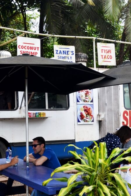 Oahu, Hawaii, United States, May 2nd 2018, people eating at a good truck