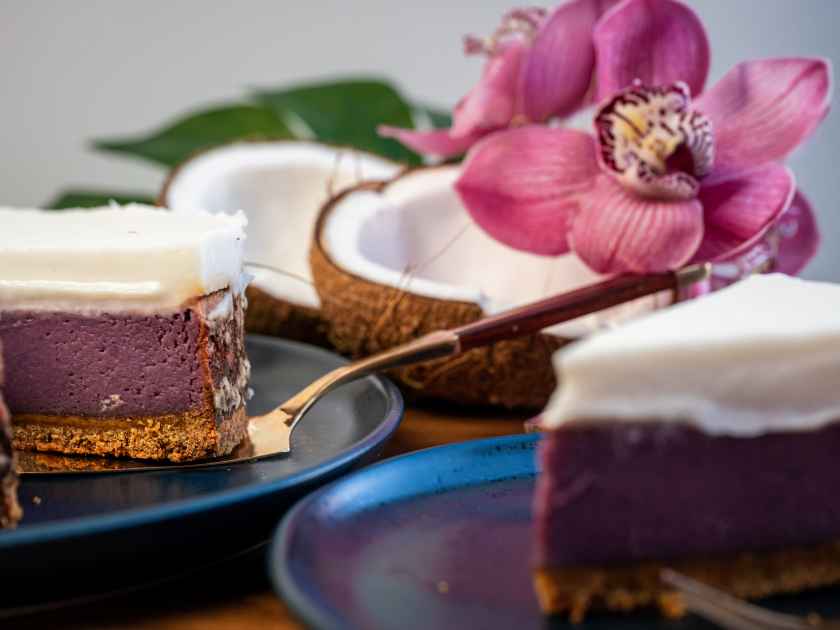 Purple Sweet Potato Pie with Coconut Topping - Haupia
