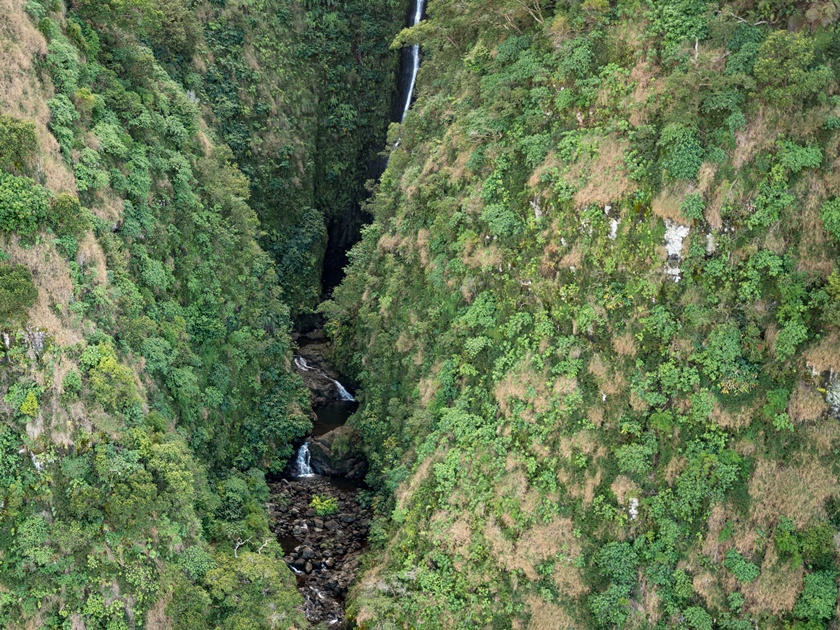 Aerial,View,Of,Hanakoa,Falls,On,Hawaiian,Island,Of,Kauai