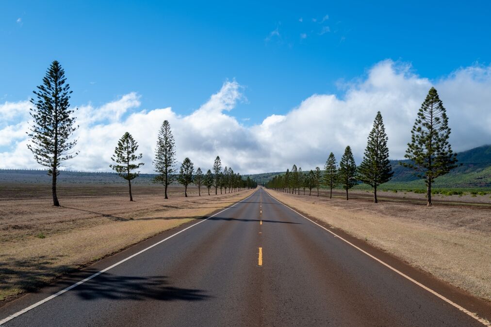 Open road in Lanai Hawaii
