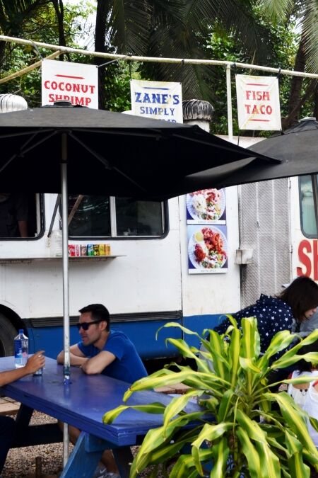 Oahu, Hawaii, United States, May 2nd 2018, people eating at a good truck