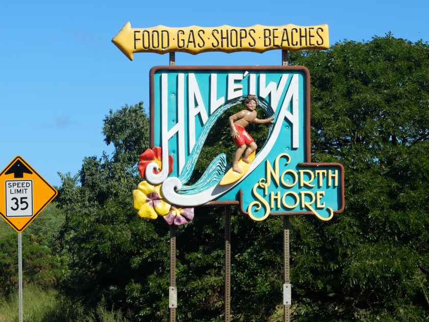 Haleiwa North Shore sign, Haleiwa, Oahu, Hawaii, January 2018