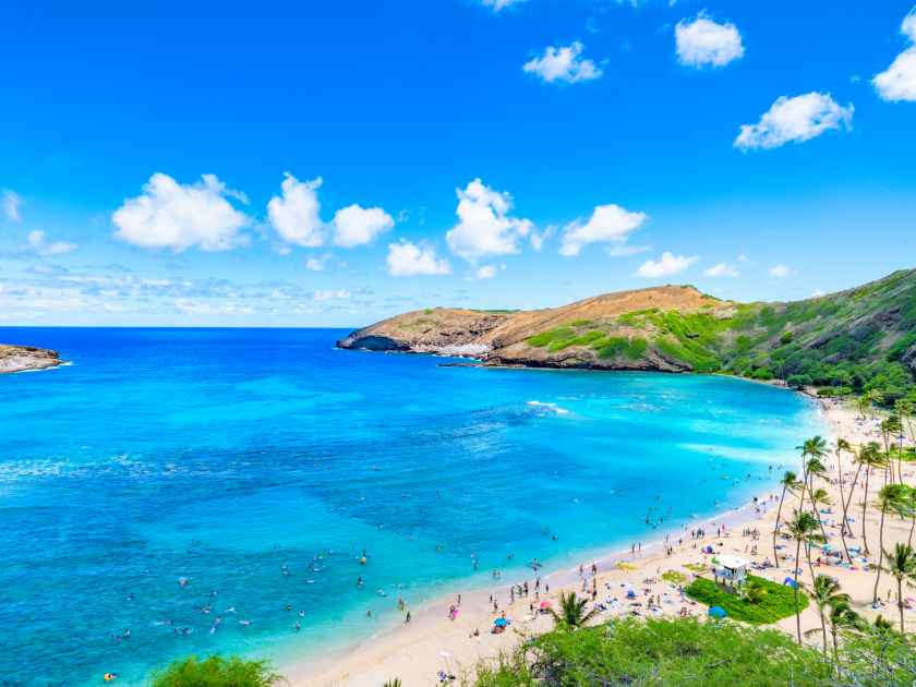 Hanauma Bay from distance in Hawaii