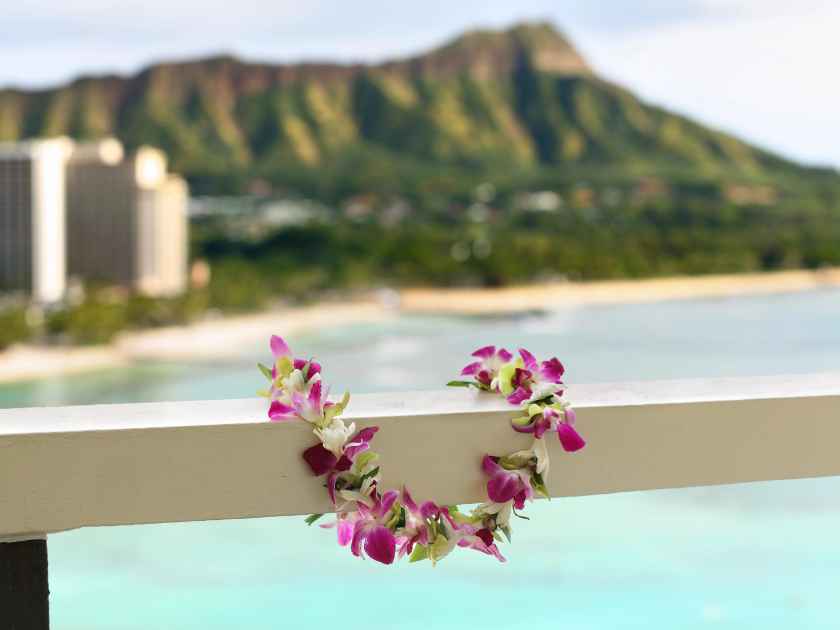 Hawaiian Lei with the Beautiful Oahu in the background