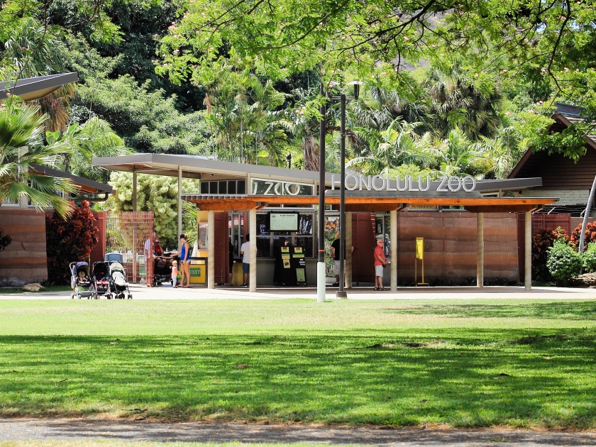 Honolulu, Hawaii - May 26, 2016: People outside of the Honolulu Zoo in Waikiki - a popular local and tourist attraction alike.