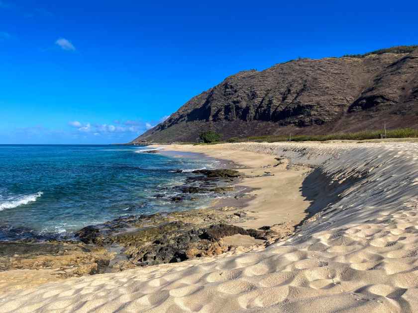 The Kaena State Park Sand Beach looking North toward the Point
