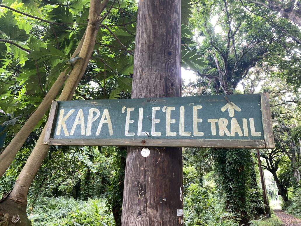 A Closeup Shot Of A Sign to Kapa'ele'ele Trail