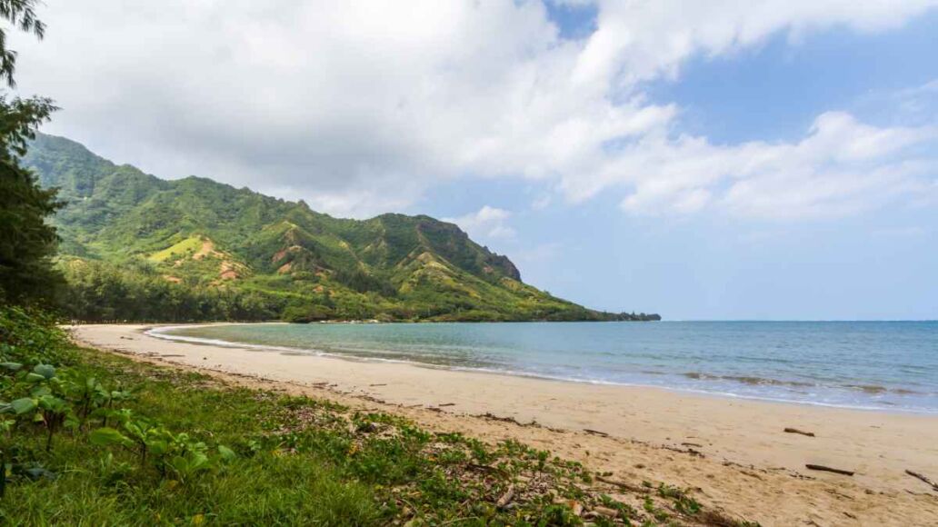 Kahana Bay Beach park on the Windward side of Oahu Hawaii