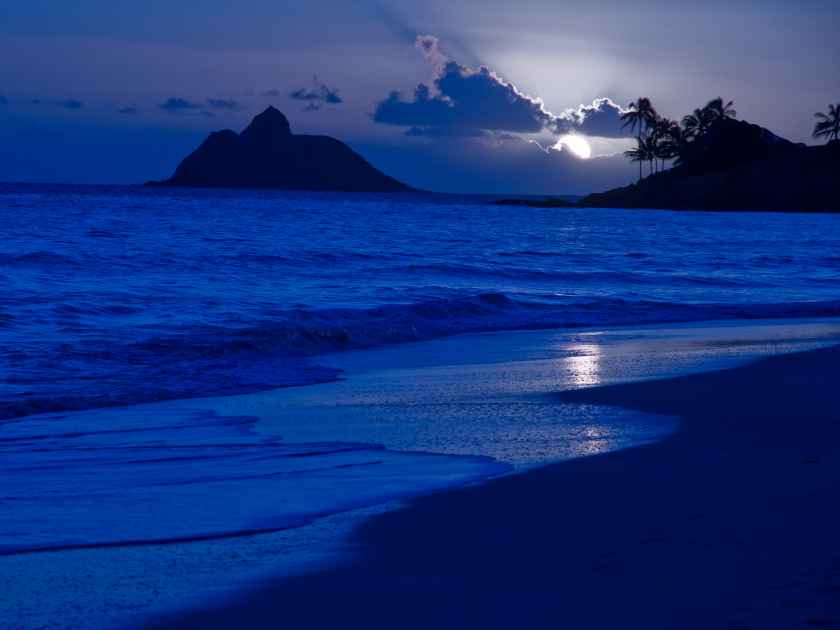Tropical Beach Moonrise - Kailua Beach, Oahu Hawaii
