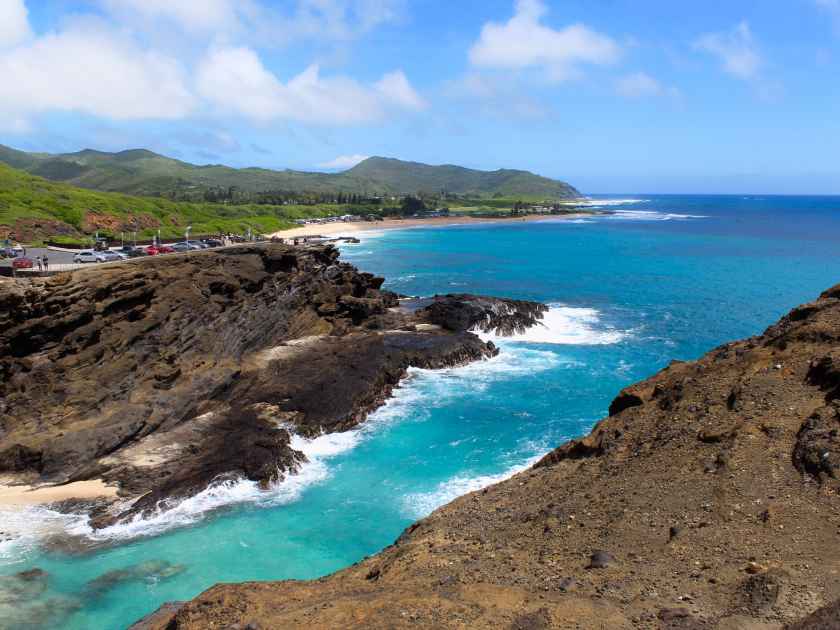 By Halona Blowhole on Oahu, Hawaii