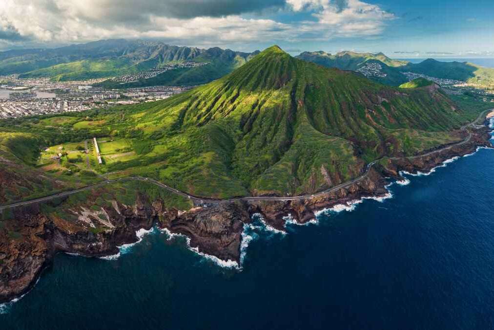 panoramic image of Koko head crater in Oahu Hawaii