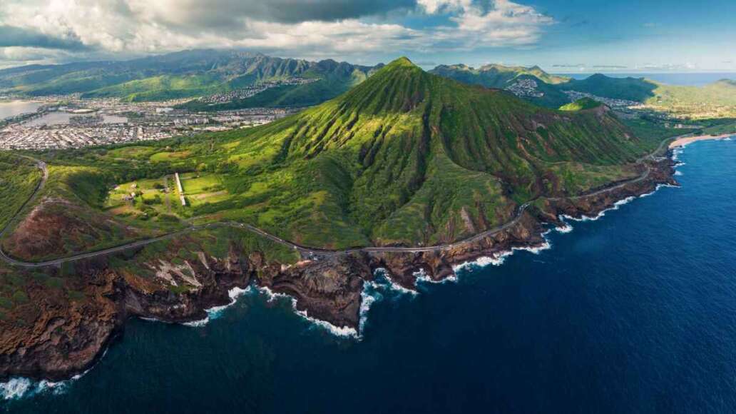 panoramic image of Koko head crater in Oahu Hawaii