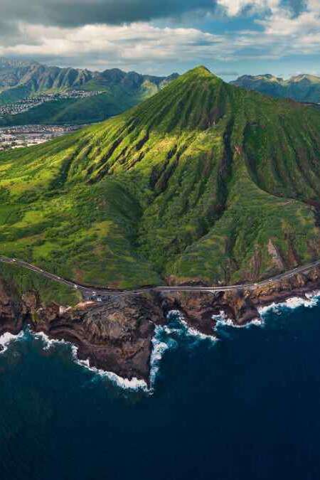 panoramic image of Koko head crater in Oahu Hawaii
