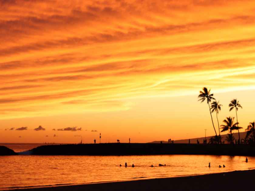 sunset at magic island on Oahu