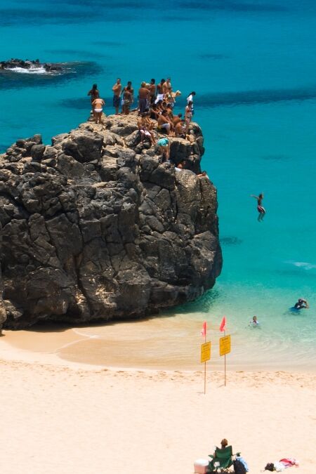 The rock on the left side of Waimea Beach