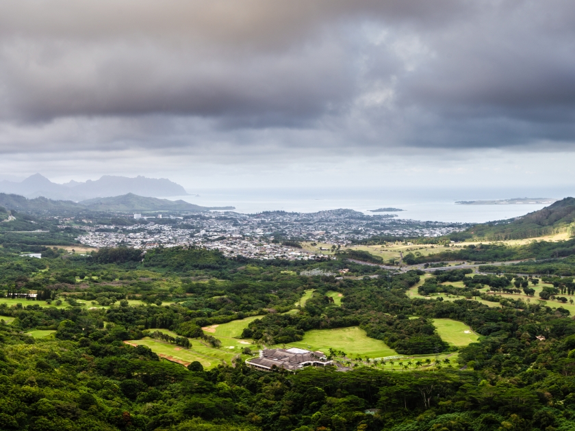 view of windward Oahu as seen from the Pali lookout