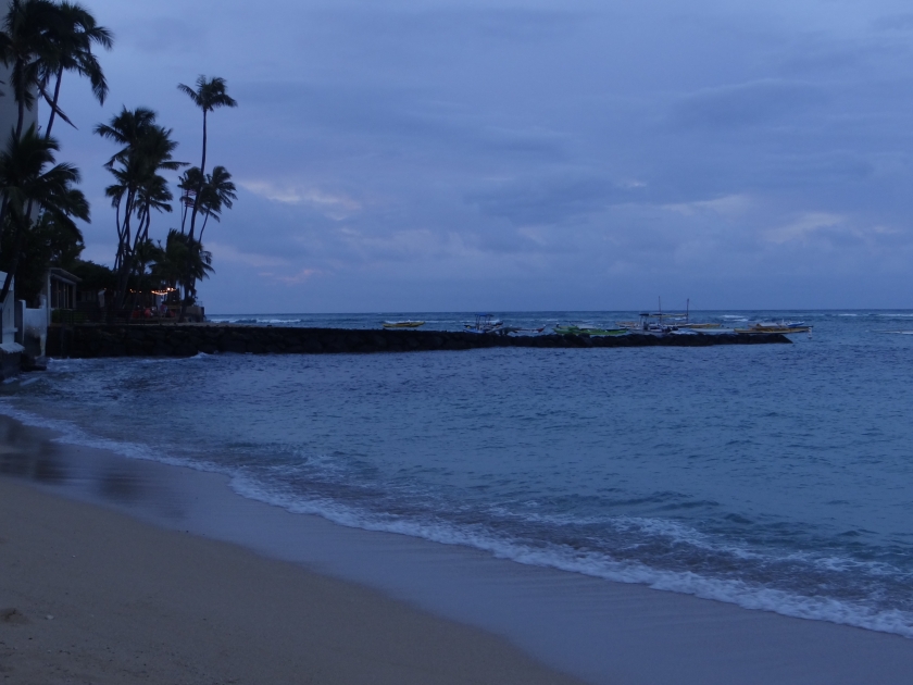 Twilight over Kaimana Beach, Honolulu, Hawaii