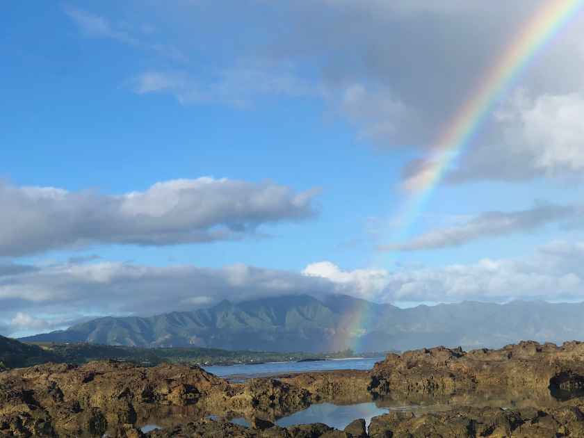 Rainbow over Shark's Cove Tidepools in Hawaii