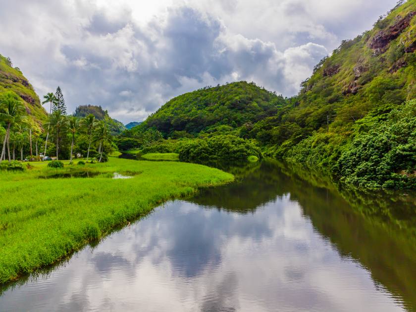 Entrance of the Waimea Valley in Oahu, Hawaii