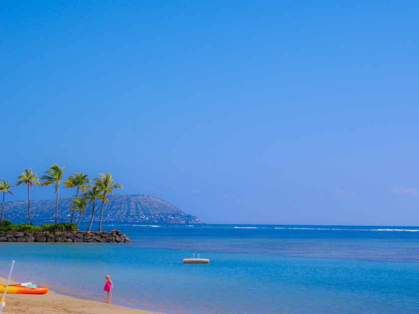 Kahala Beach in Honolulu, Oahu Island, Hawaii, USA. Kahala district is a luxury residential area representative of Hawaii
