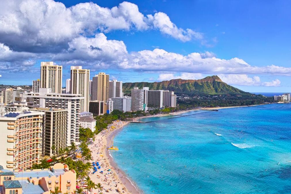 Panoramic view of Hawaii's Waikiki Beach