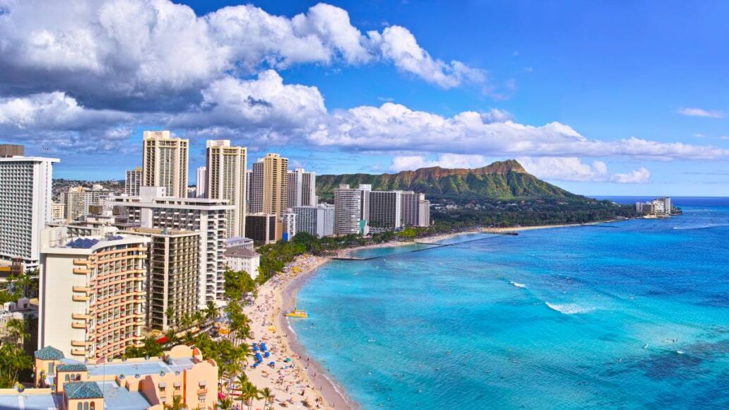 Panoramic view of Hawaii's Waikiki Beach