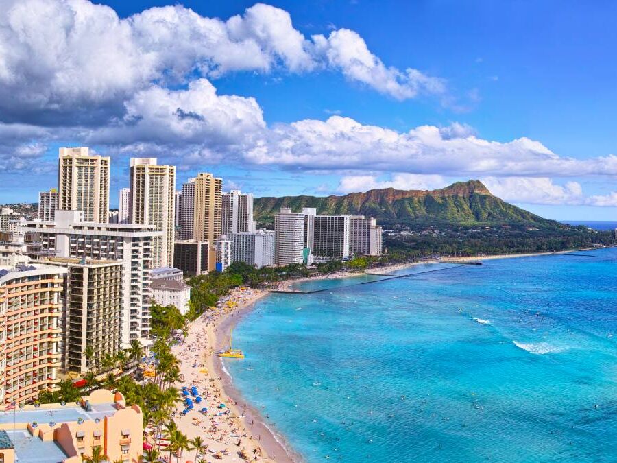 Panoramic view of Hawaii's Waikiki Beach