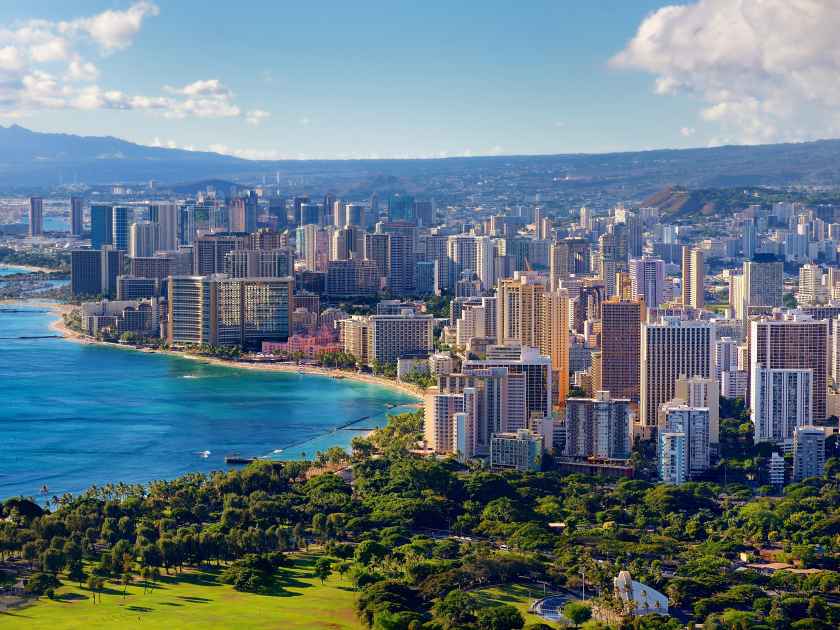 Spectacular view of Honolulu city, Oahu, Hawaii