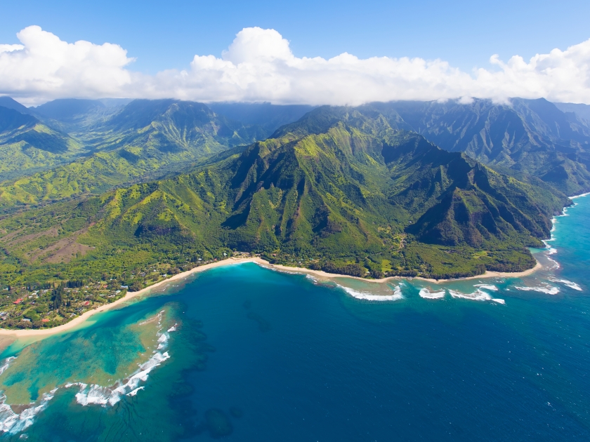 breathtaking aerial view from helicopter at kauai island, hawaii
