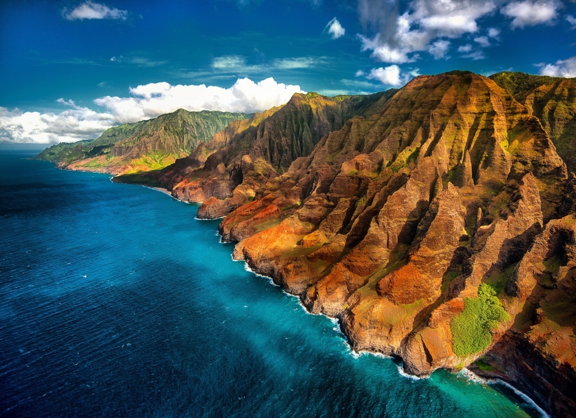 Na Pali Coast, from the air.