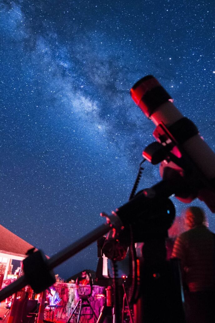 Astronomers,Telescope,Pointing,At,The,Milky,Way