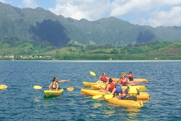 Group of visitors enjoying the Kayak Tour