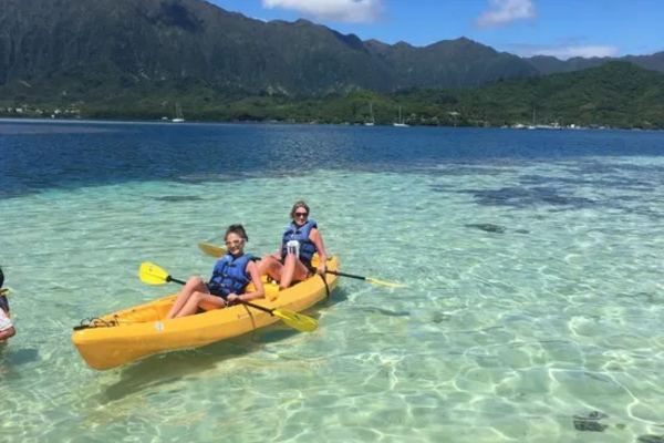 Tandem kayaking adventure at Kaneohe Bay