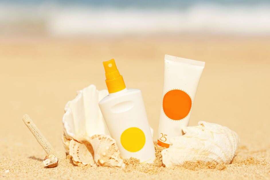 Reef-safe sunscreen on the beach