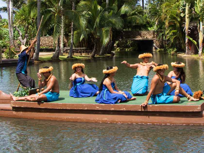 Hawaii's canoe awaits their turn in the pageant