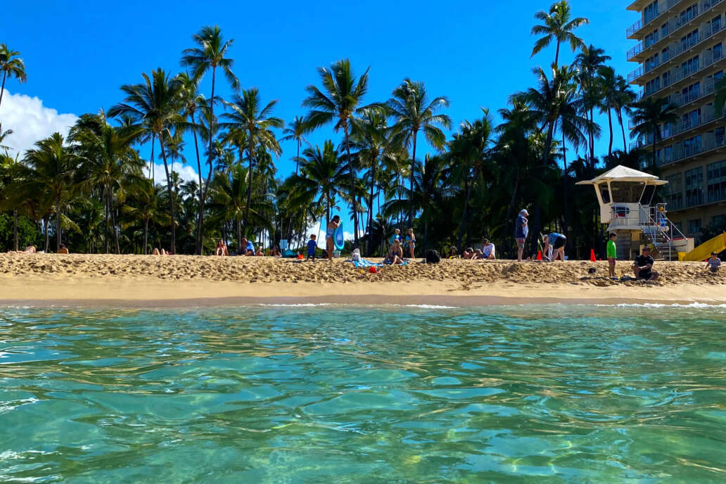 Looking at Kaimana Beach from the Ocean