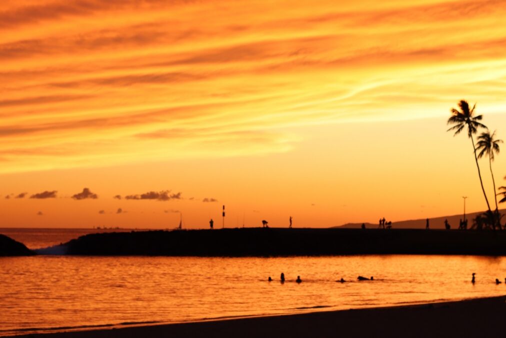 sunset at magic island on Oahu